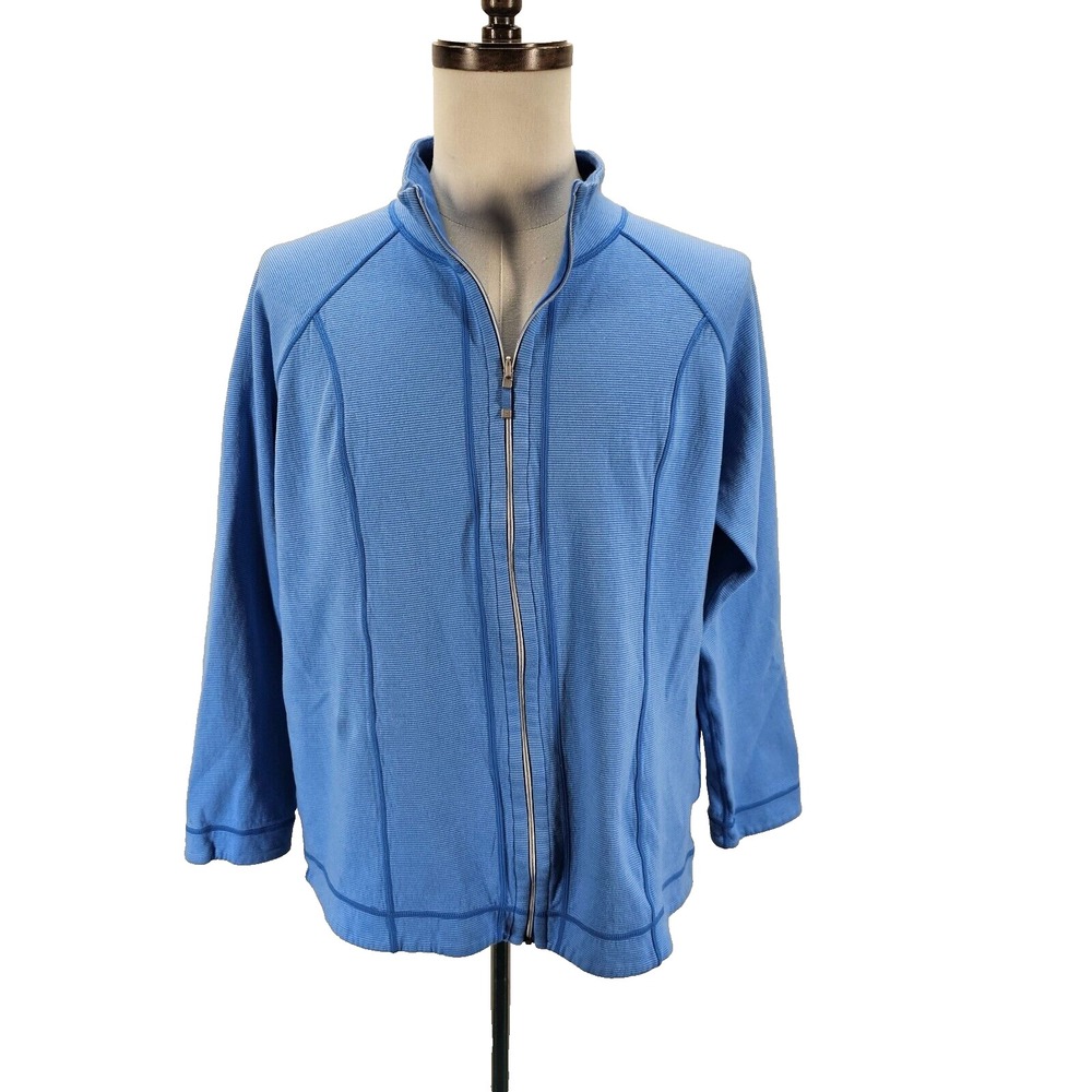 Kirkland Reversible Zip Jacket Women's Blue XXL Long Sleeve Mock Neck Athleisure